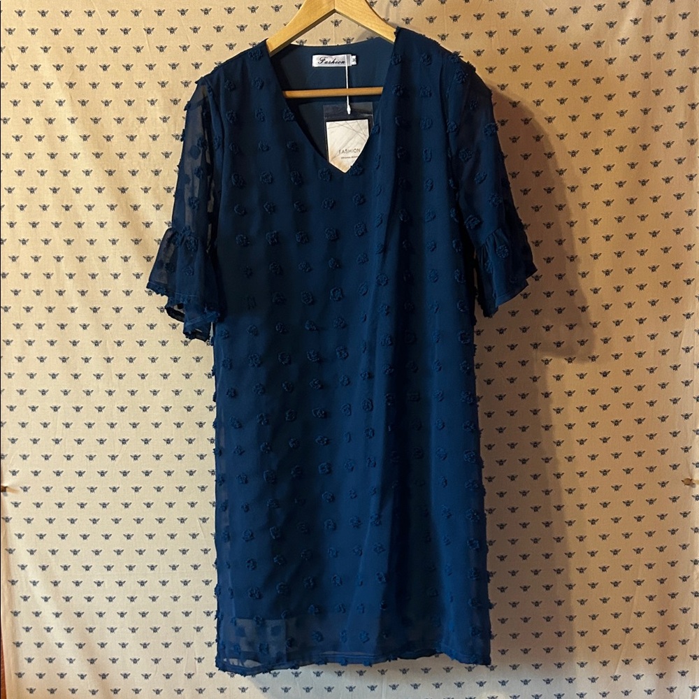 Chic Long Sleeve Blue Dress